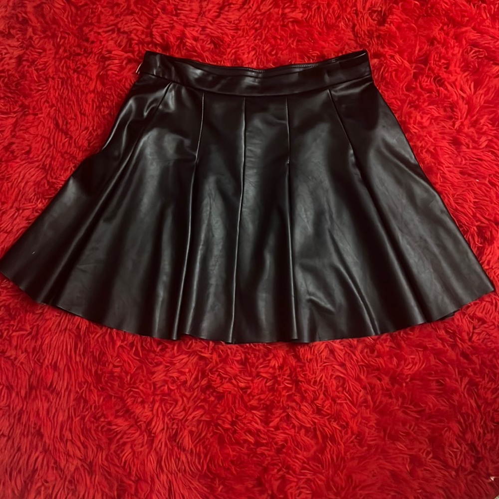 Black Leather pleated skirt by Aqua